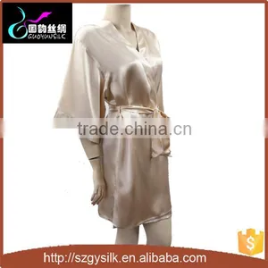 Wholesale Plain Colors Short Knee Length 100% Silk Robe Paypal Accept thumbnail-2