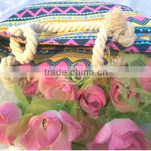 2016 Women's Canvas Straw Beach Bag Casual Tote Shoulder Bag Purse Handbag thumbnail-6