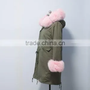 PC09 Army Green Women Long Style Parka Jacket thumbnail-4