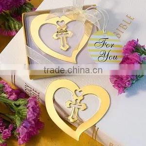 Book Lovers Collection Gold Heart and Cross Design Bookmark Favors thumbnail-1