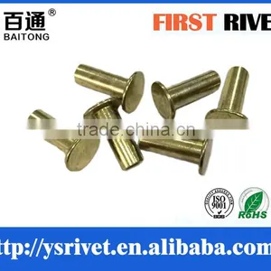 6x16 Brass Plated Flat Head Semi Tubular Steel Rivet thumbnail-3