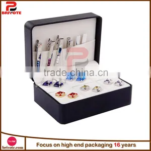 2016 Black PU Leather Cufflink Box/leather Cufflink Box thumbnail-4