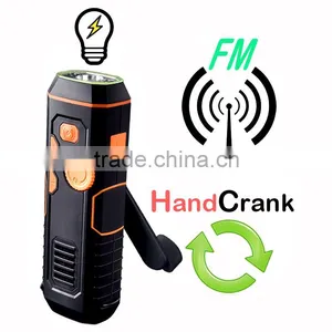 2016 New Handcrank Dynamo LED Flashlight Radio FM Radio Power Output Flashlight thumbnail-1