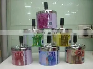 ASHTRAY METAL EURO BILL COOL GIFT NEW SMOKE CIGARETTE PUSH DOWN SPINNING thumbnail-2