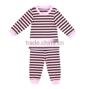 2016 Pajamas Set for Baby Toddler Children Boutique Winter Clothing Cotton Girls Pajamas Wine Striped Pajamas Kids thumbnail-4