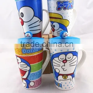 Cartoon Expression Ceramic Mug/porcelain Tumbler With Handle and Lid/family Use Water Tumbler thumbnail-1