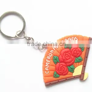 Funny Fan Shaped Colorful Flower Printing Soft Rubber Key Ring High-quality Key Chain PVC thumbnail-1