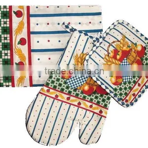 3 Pcs Silk Screen Print Cotton Kitchen Apron Set Print Cotton Pot Holder Oven Mitten Set thumbnail-2