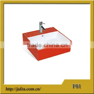 F01 Square Shaped Art Basin Red Bathroom Wash Basin Sink thumbnail-1