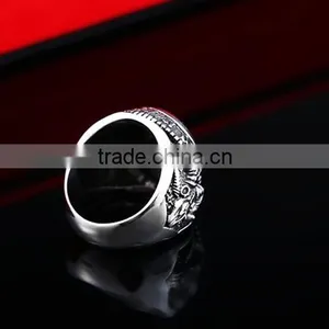 Vintage Cubic Zircon Engrave 316L Stainless Steel Finger Rings for Men thumbnail-3
