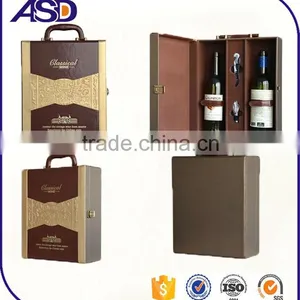 Wine Box Manufacturers pu Wine Box for 2 Bottles Silk Screen Printing thumbnail-1