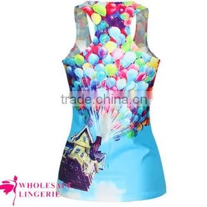 2015 Women's Flying Balloon House Printed Summer Custom Print Tank Top thumbnail-3