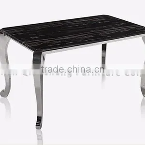 Marble Top Stainless Steel Dining Table Set for Living Room Furniture thumbnail-4
