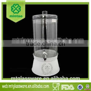 Country Style Clear Round Juice Dispenser With White Metal Ice Bucket thumbnail-1