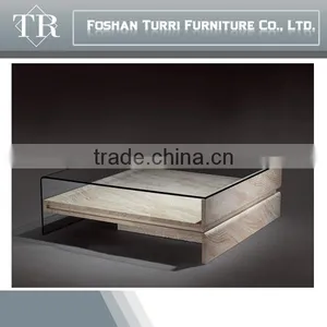 Modern Travertine With Movable Glass Surface Tea Table thumbnail-3