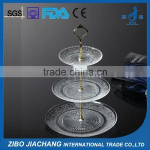 Crystal Glass Charge Plate With Metal Stand Rack Set for Wedding Party thumbnail-1