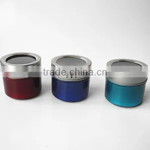 Light Colored Magnetic Buttom Tin Spice Jars With pp Window Lid thumbnail-3