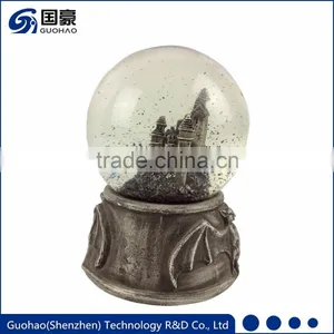 Custom Halloween Theme Antique Building Bat Snow Globe thumbnail-1