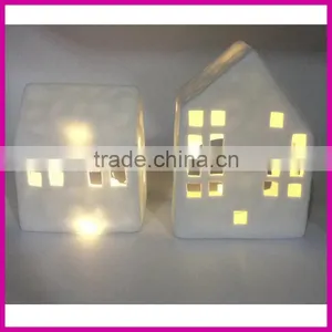 New Product 2016 Christmas Decoration Ceramic LED Light House Wholesale thumbnail-2