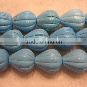 Blue Pumpkin Shaped Natural Loose Turquoise Beads thumbnail-1