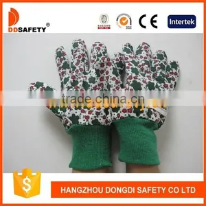 DDSAFETY Green Cotton Flower Design Kids Garden Gloves thumbnail-1