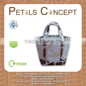 Natural Canvas Tote Bag With Giraffe Print Top , Base , Handle & Bottom thumbnail-1