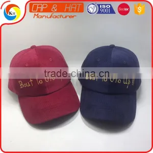 100% Corduroy Fabric Dad Cap Gold Metal Thread Embroidery Baseball Hat thumbnail-1