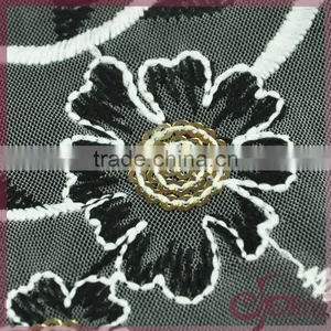 Vine Flower Embroidery French Lace Fabric, Mesh Embroidered Sequin Fabric for Dress thumbnail-4