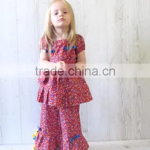 Wholesale Girls Ruffle Pants Sets With Printed Ruffle Boutique Clothing thumbnail-1