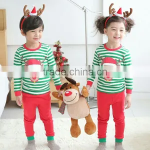 2015 Baby Christmas Sleepwear White And Green Reindeer Footed Sleep Suit Pajamas thumbnail-1