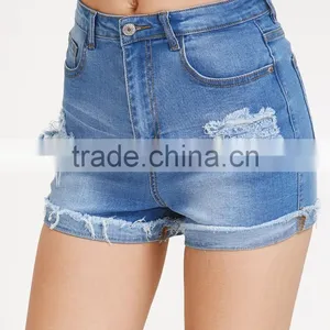 Bleach Wash Ripped Denim Shorts Skinny Stretch Zipper Fly Casual Rock Denim Pants Summer Women Shorts thumbnail-2