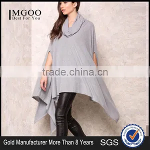 MGOO Popular Cheap Price Grey Poncho Tops Loose Oversizes Heather Cowy Fleecey Women Clothing Manufacturer thumbnail-1