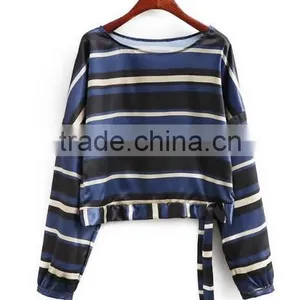 Runwaylover EY2351B 2017 Ladies Fashion Long Sleeve Stripe Blouse thumbnail-2