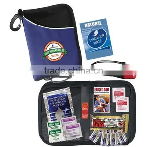 Disaster Prep Kit - Has a LED Flashlight, Food Bar, Water, Whistle, Bandages, Natural Disaster Guide and Comes With Your Logo thumbnail-1