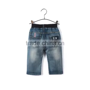 Top Quality Embroidery Patch Pocket Boys Ripped Jeans Regular Fit Kids Jeans for Autumn thumbnail-2