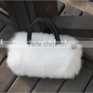 Fashionable Double Zip Closure Faux Fur Flap Ladies' Pattern Leather Handbag at Low Price Pink thumbnail-6