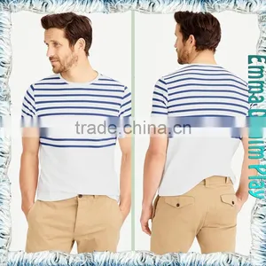 2017 Men's Customized Design Printing Striped Round Neck Tee Shirts thumbnail-3