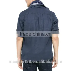 2017 CUSTOM ONE POCKET LINEN CASUAL MEN SHIRT thumbnail-3
