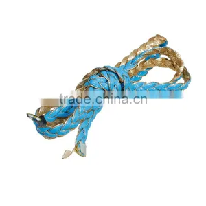 Blue Golden Braiding PU Leather Cord for Girls thumbnail-1
