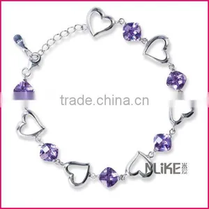 Heart 925 Silver Bracelet With CZ Stone thumbnail-1