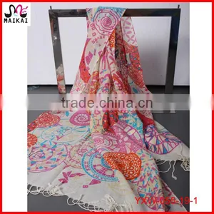 Fashionable New Design Circle Printed Wool Scarf for Women thumbnail-1