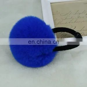Lovely Real Rabbit Fur Ball Hairband Hand Made Wholesale Fur Pom Pom Elastic thumbnail-4