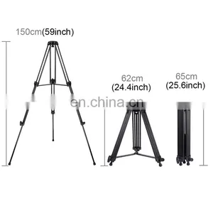 PULUZ 3 in 1 (Tripod + Bowl Adapter + Black Fluid Drag Head) Heavy Duty Video Camcorder Aluminum Alloy Tripod Mount Kit for DSLR thumbnail-5