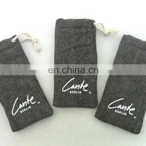 Custom Gray Print Cotton Drawstring Sunglasses Bag Goggles Pouches thumbnail-2