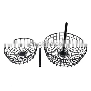 Modern Counter Top Round Fruit Basket 2 Tier Fruit Basket Metal Wire Banana Hanger Desktop Fruit Vegetable Basket thumbnail-2