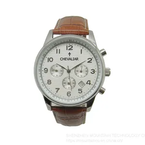 Stainless Steel Multi-Function Watches Man Genuine Leather Quartz Chronograph Watch thumbnail-3