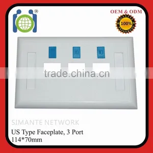ABS 3 Ports RJ45 US Fiber Wall Plate for USA thumbnail-1