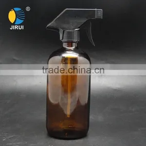 16oz 500ml Amber Boston Round Glass Bottle 500ml With Trigger thumbnail-1