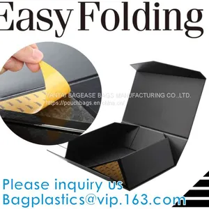 Luxury Cardboard Folding Box Magnetic Closure Rigid Collapsible Paper Foldable Gift Boxes For Clothes Or Flower BAGPLAST thumbnail-2
