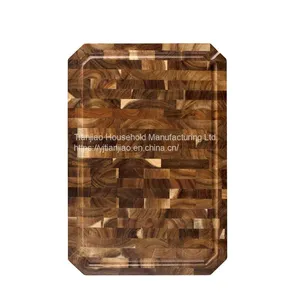 End Grain Food Meat Fruits Acacia Wooden Chopping Boards With Juice Groove Cutting Board thumbnail-1